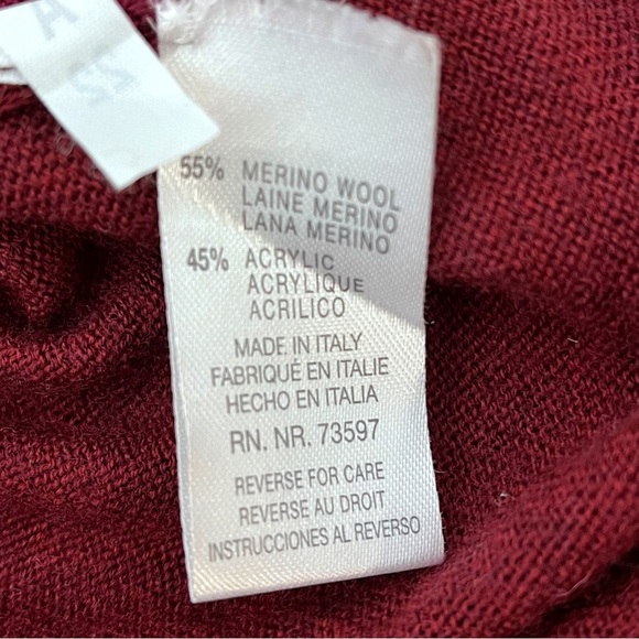 Fiii Burgundy Mock Neck Merino Wool Blend Pullover Sweater Size Medium - Picture 4 of 5
